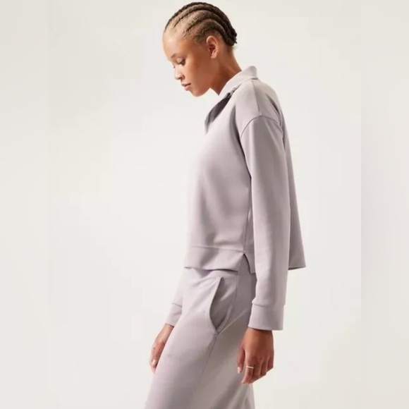 Athleta Seasoft 1/4 Quarter Zip Gray Sweatshirt Size SP - Picture 3 of 7